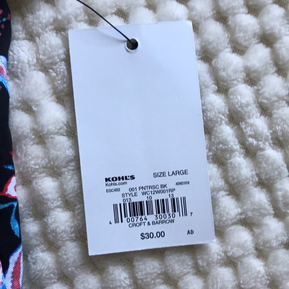 CROFT & BARROW floral pattern button up shirt with breast pockets Size Large NEW - Picture 7 of 9